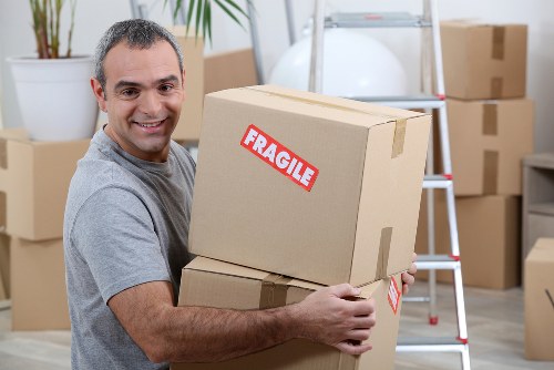 Furniture and boxes loaded into a removal van