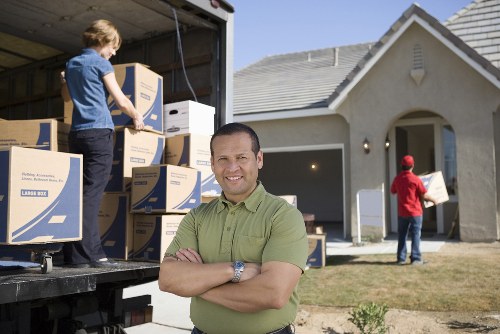 Removal van and packed boxes for a Friern Barnet move