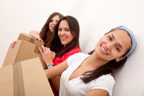 Packed boxes and furniture prepared for a house move