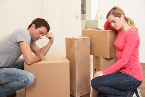 Unpacking service organizing items into rooms after a local move