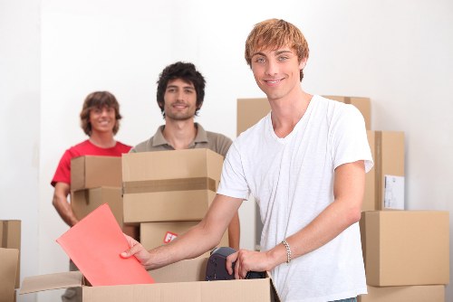 Packed boxes and household items ready for transport in Friern Barnet