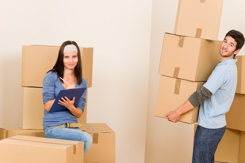 Local removal van and packed boxes for a Friern Barnet house move